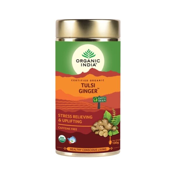Organic India Tulsi Ginger – Caffeine Free Tin