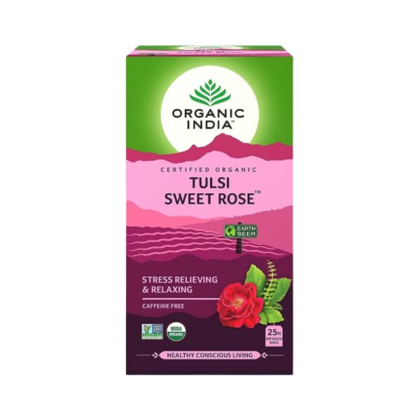 Organic India Tulsi Sweet Rose – Caffeine Free